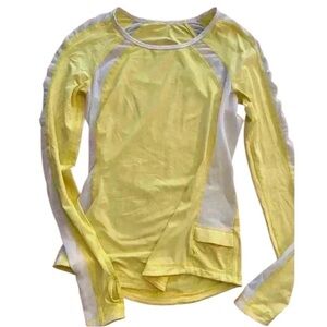 Lululemon Womens Crew Pullover Long sleeve yellow white netting activewear top 6